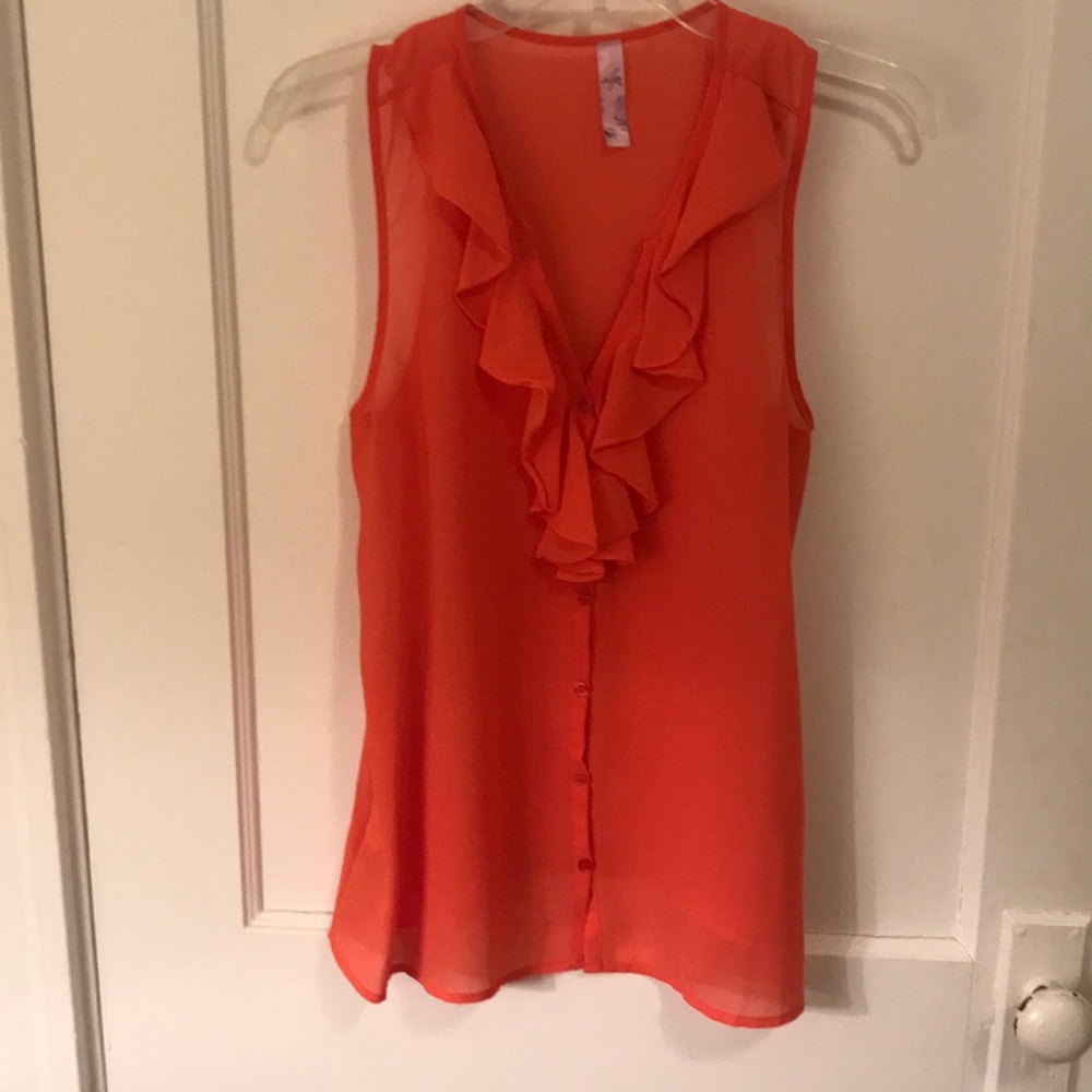 Sheer orange tank top